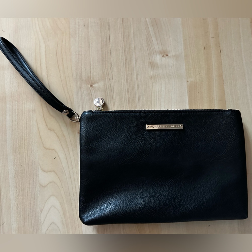 Poppy & Peonies Black Wristlet Clutch